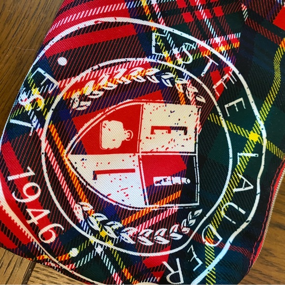 NWOT🔥Estee Lauder Vibrant Plaid Cosmetic Bag - Picture 3 of 8